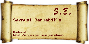 Sarnyai Barnabás névjegykártya
